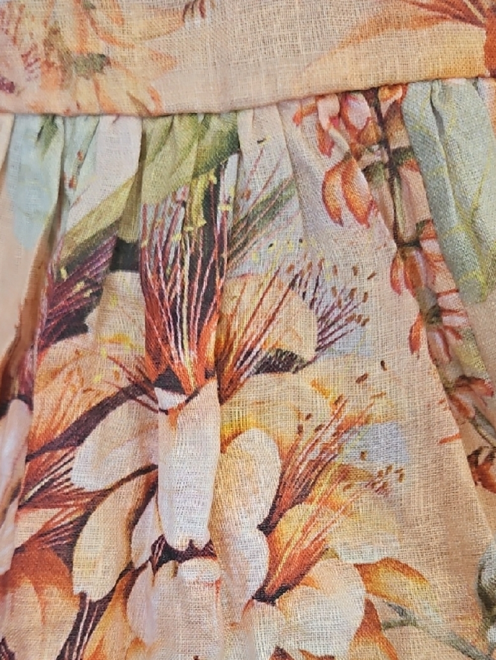 Zimmermann Peach & Floral Tie-Back Mini Dress - Picture 11 of 12